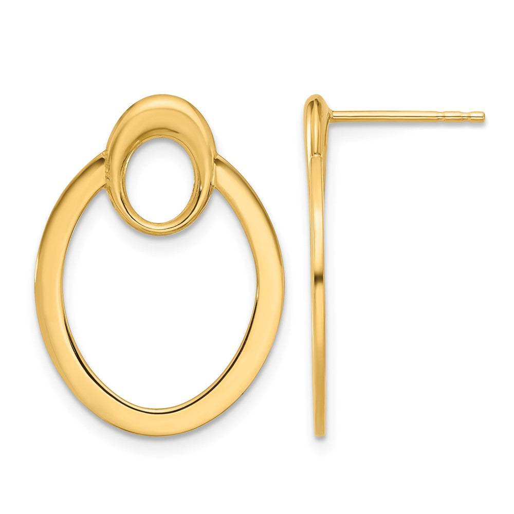 14K Polished Oval Drop Post Earrings