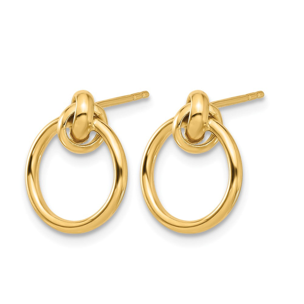 14K Polished Knot Circle Drop Post Earrings