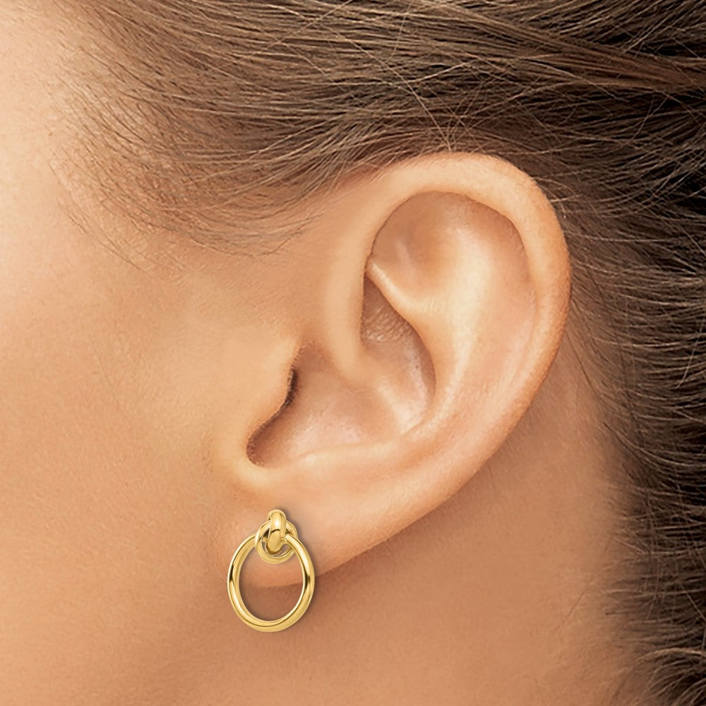 14K Polished Knot Circle Drop Post Earrings