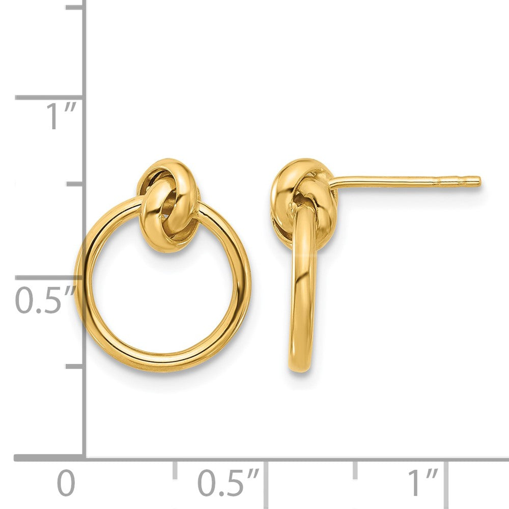 14K Polished Knot Circle Drop Post Earrings