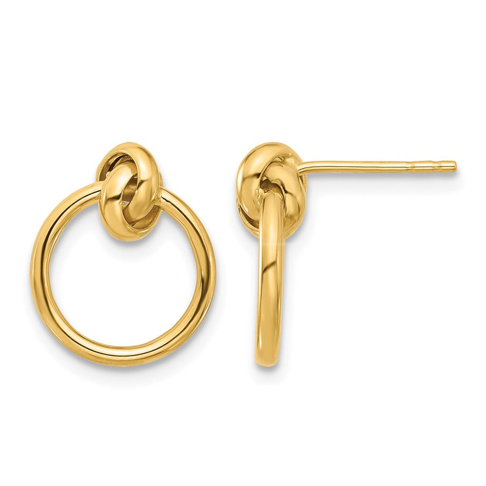 14K Polished Knot Circle Drop Post Earrings