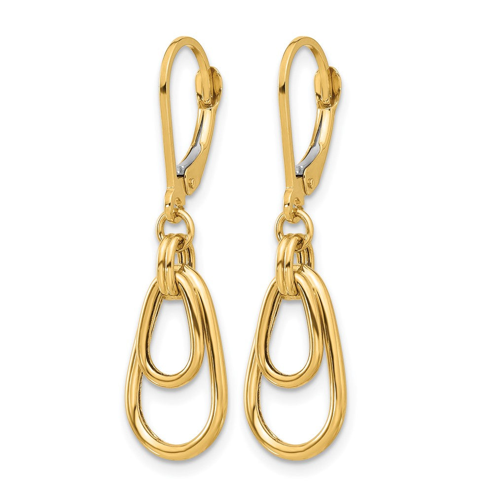 14K Polished Teardrop Dangle Leverback Earrings