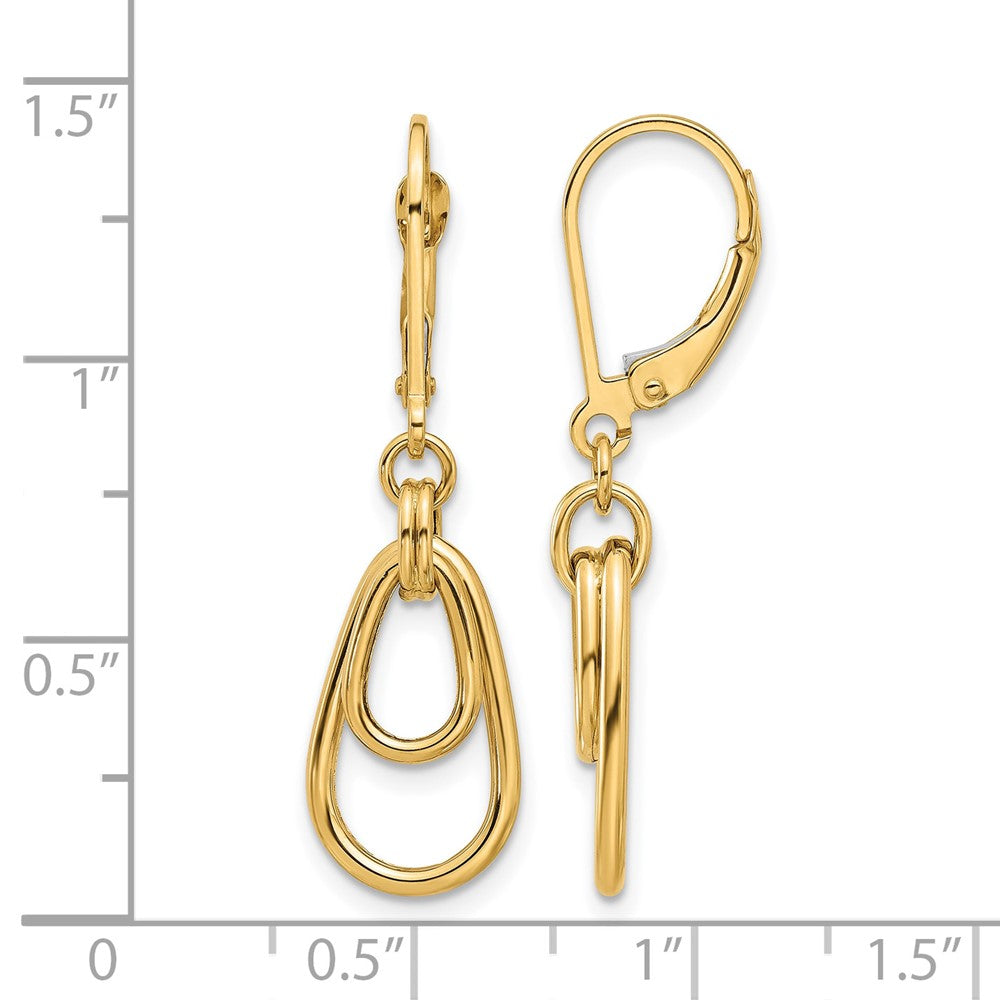 14K Polished Teardrop Dangle Leverback Earrings