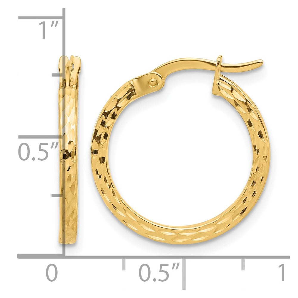 14K Diamond-cut Hoop Earrings