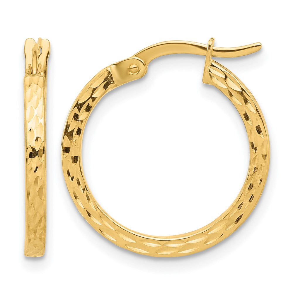 14K Diamond-cut Hoop Earrings