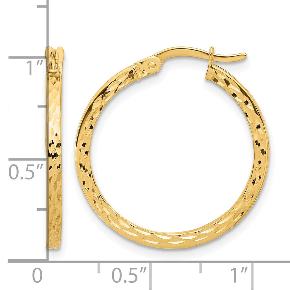 14K Diamond-cut Hoop Earrings