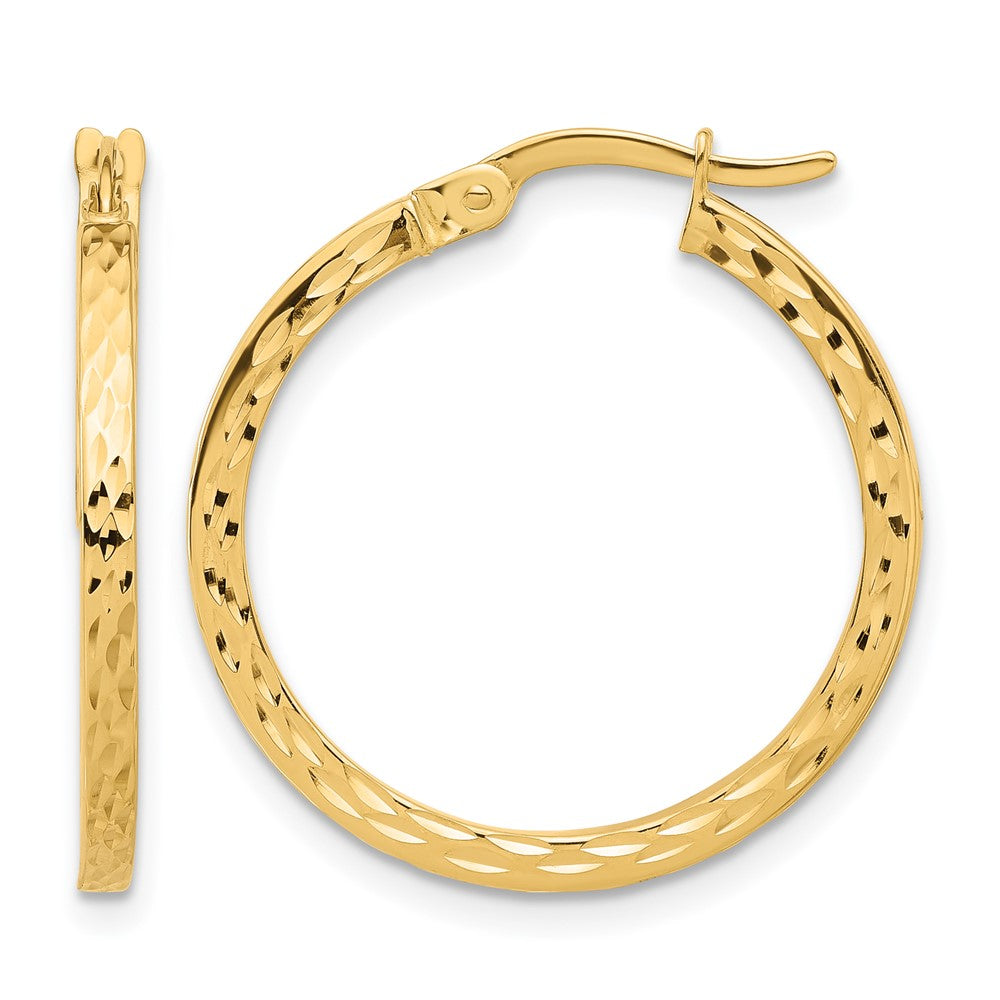 14K Diamond-cut Hoop Earrings
