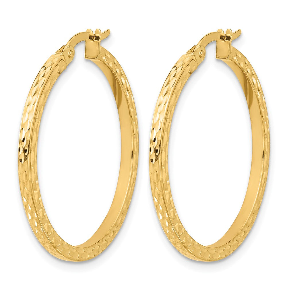 14K Diamond-cut Hoop Earrings