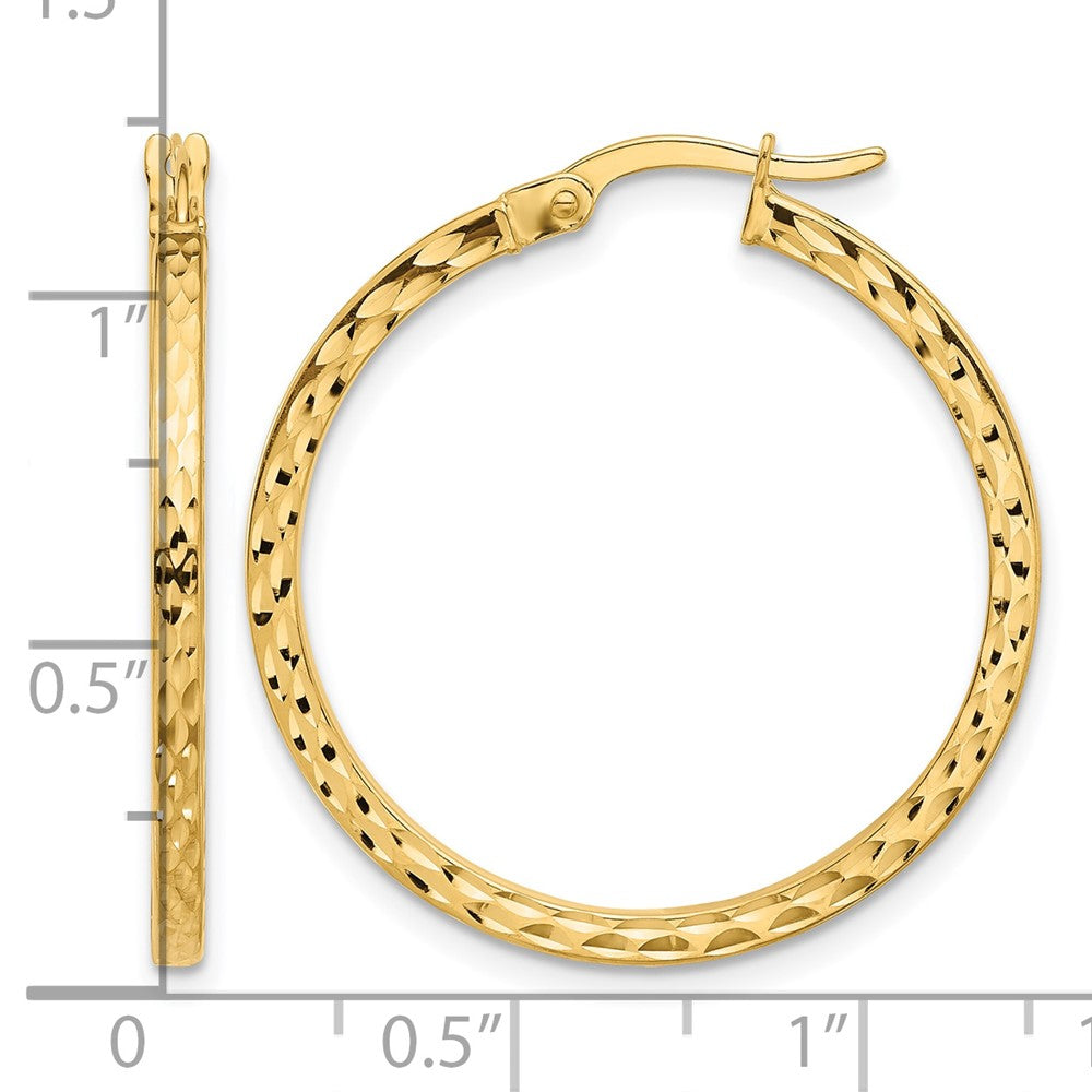 14K Diamond-cut Hoop Earrings