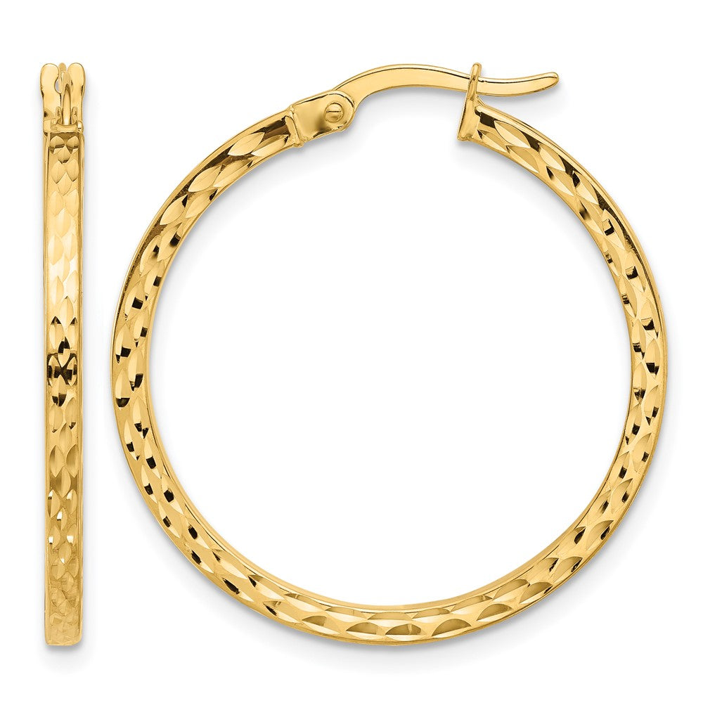 14K Diamond-cut Hoop Earrings