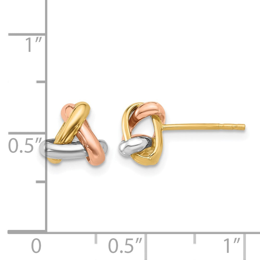 14K Tri-color Polished Love Knot Post Earrings