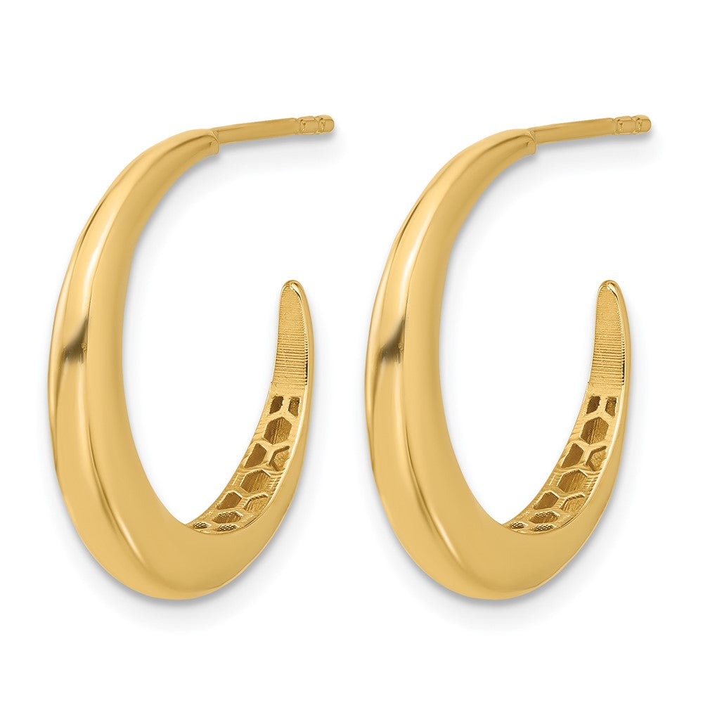 14K Polished J-Hoop Post Earrings