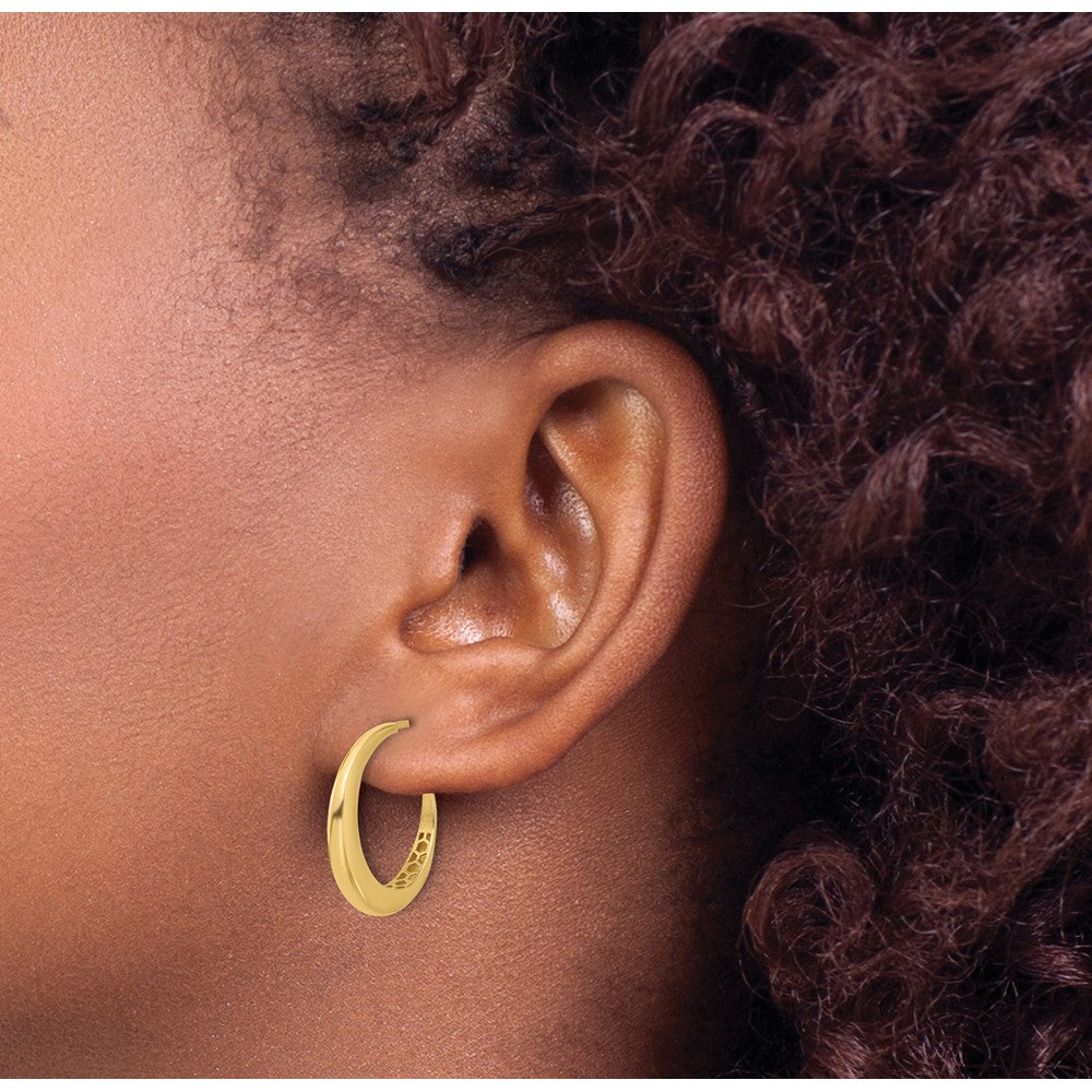 14K Polished J-Hoop Post Earrings