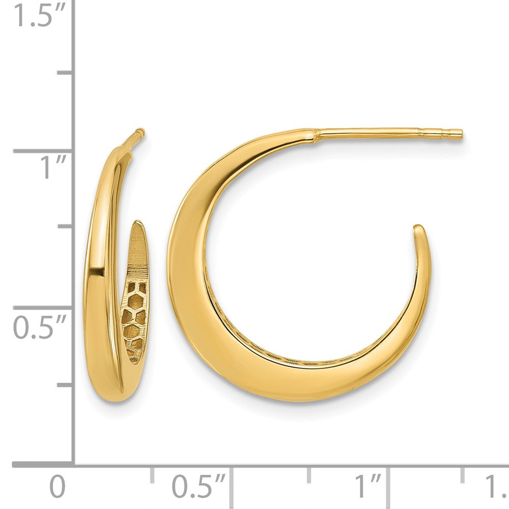 14K Polished J-Hoop Post Earrings