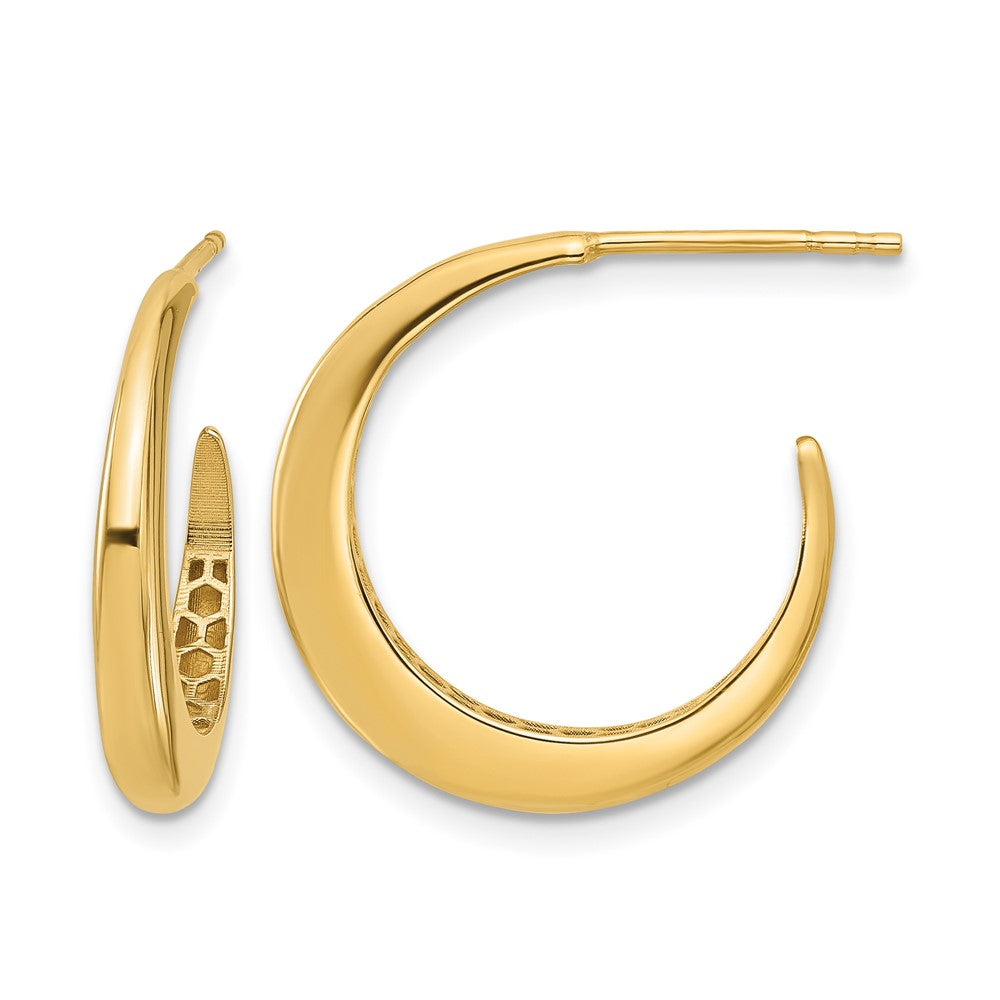 14K Polished J-Hoop Post Earrings