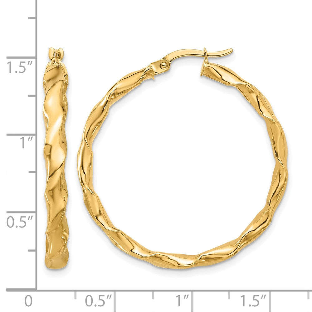 14K Polished Twisted Hoop Earrings