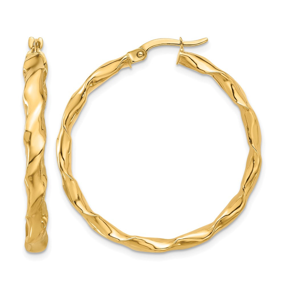 14K Polished Twisted Hoop Earrings