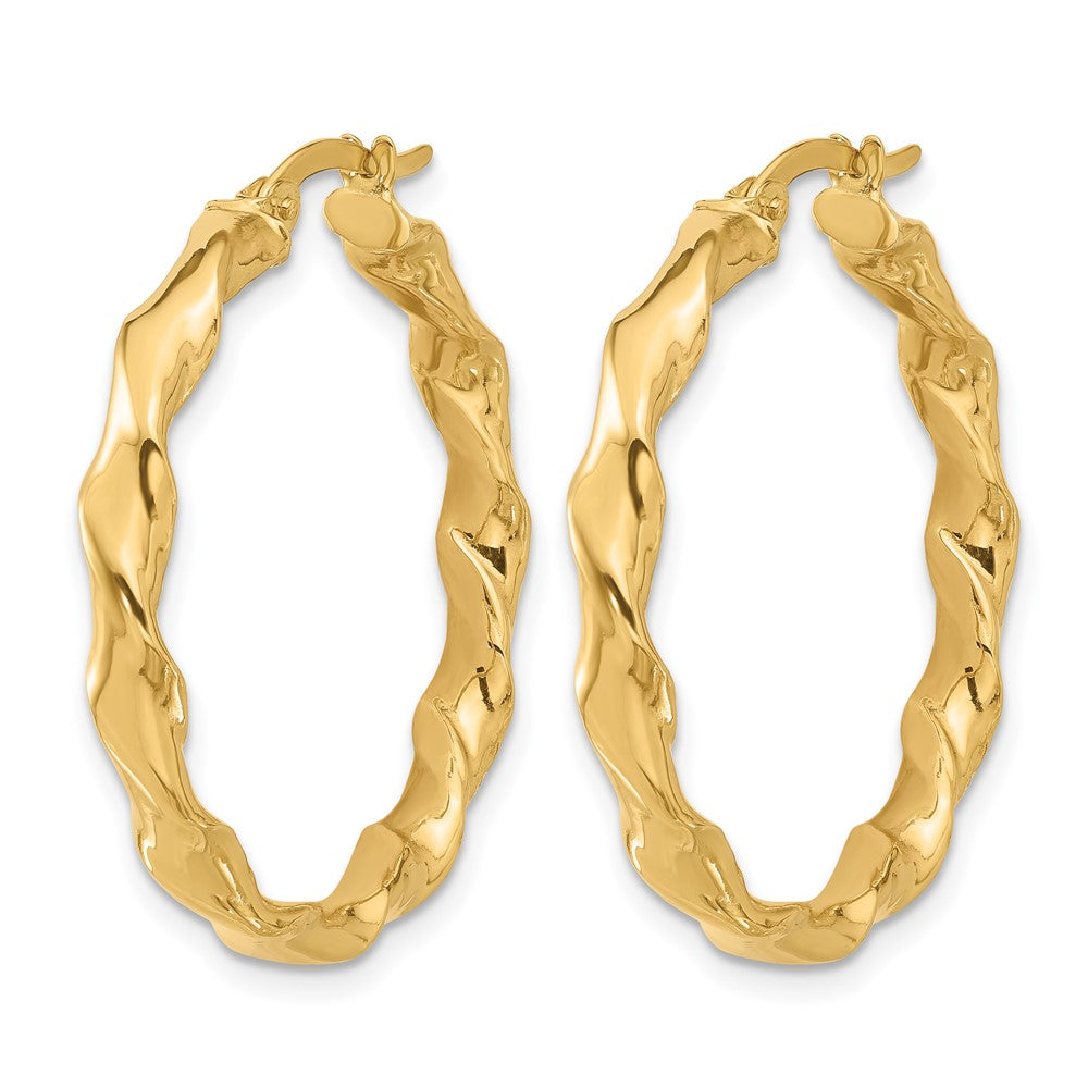 14K Polished Twisted Hoop Earrings