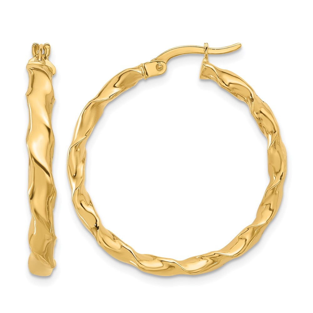 14K Polished Twisted Hoop Earrings