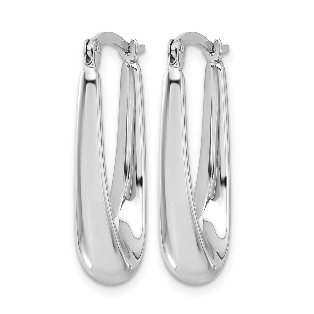 14K White Gold Polished Hoop Earrings