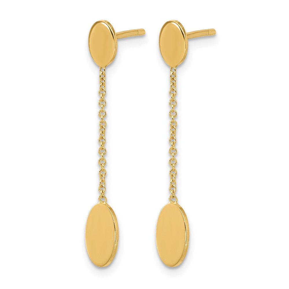 14K Polished Oval Discs Dangle Post Earrings