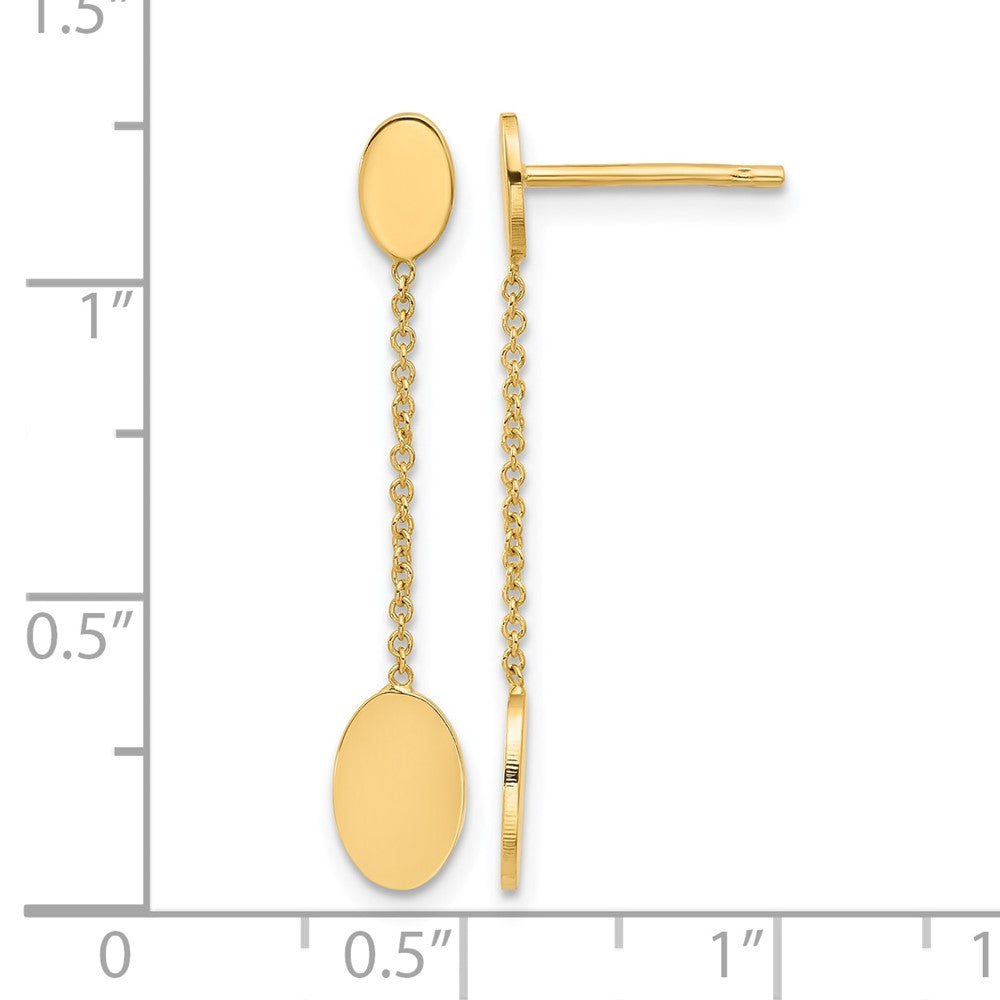 14K Polished Oval Discs Dangle Post Earrings