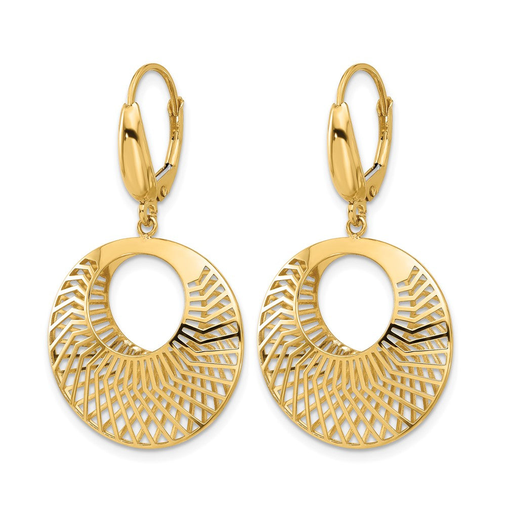 14K Polished Hollow Dangle Earrings