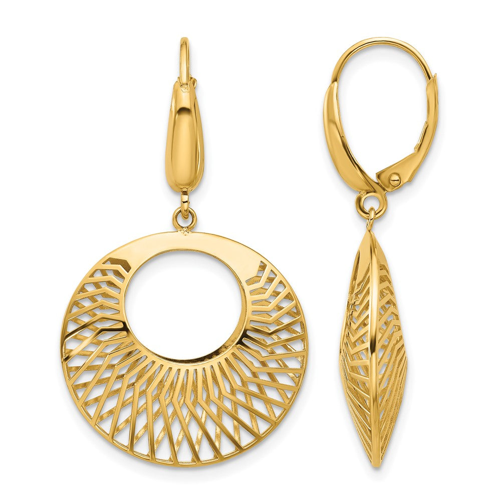 14K Polished Hollow Dangle Earrings