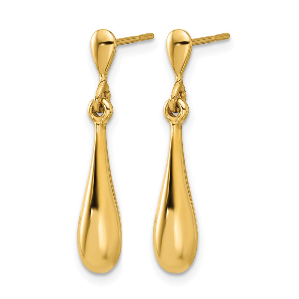 14K Polished Teardrop Post Dangle Earrings