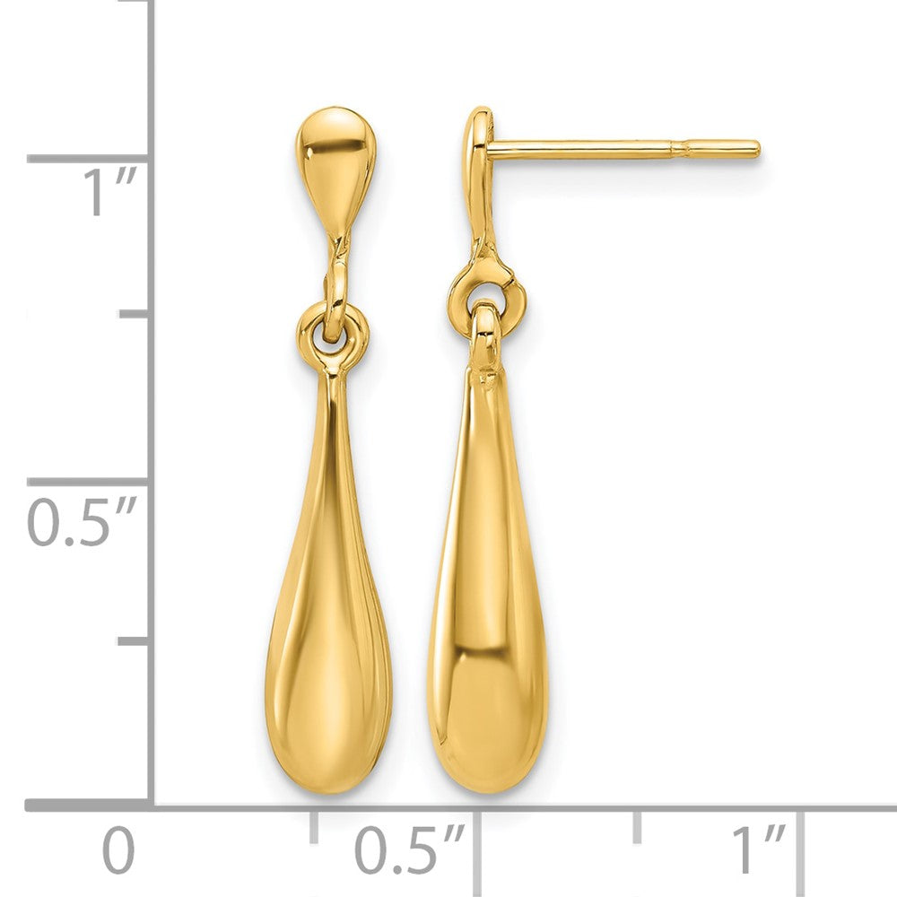 14K Polished Teardrop Post Dangle Earrings