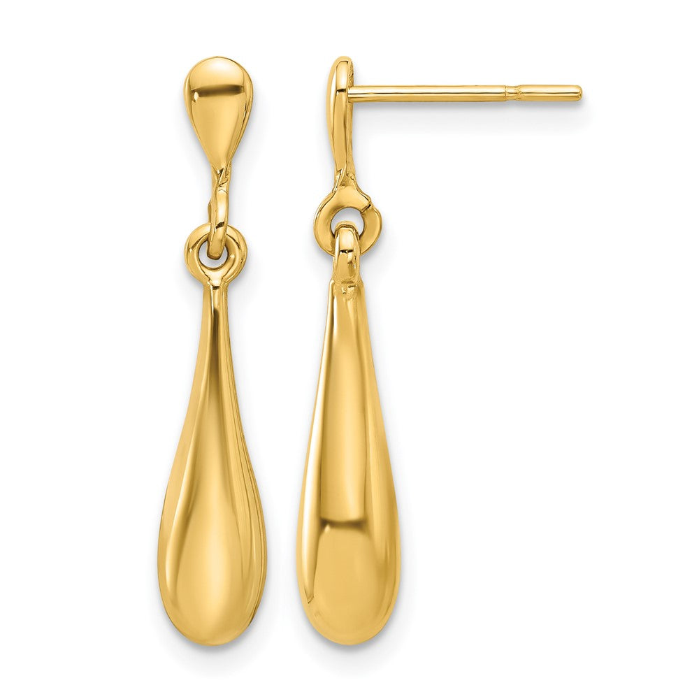 14K Polished Teardrop Post Dangle Earrings
