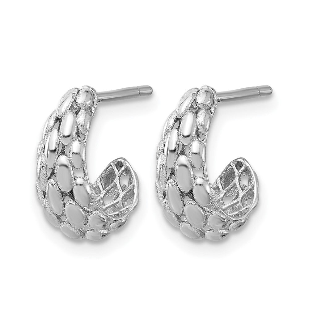 14K White Gold Satin J-Hoop Earrings