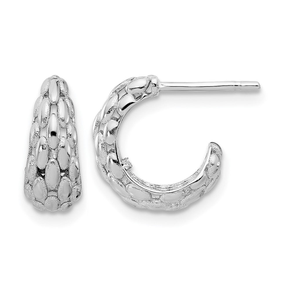 14K White Gold Satin J-Hoop Earrings
