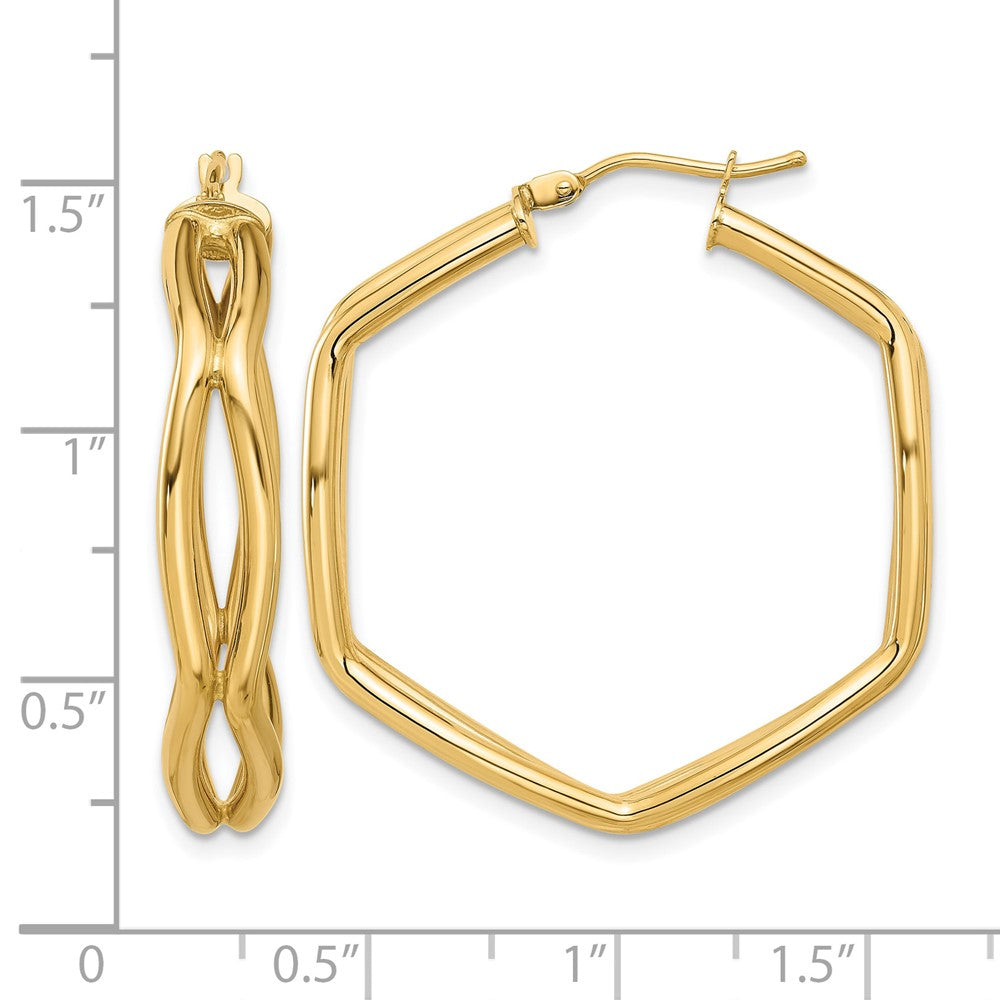 14K Polished Geometric Hoop Earrings