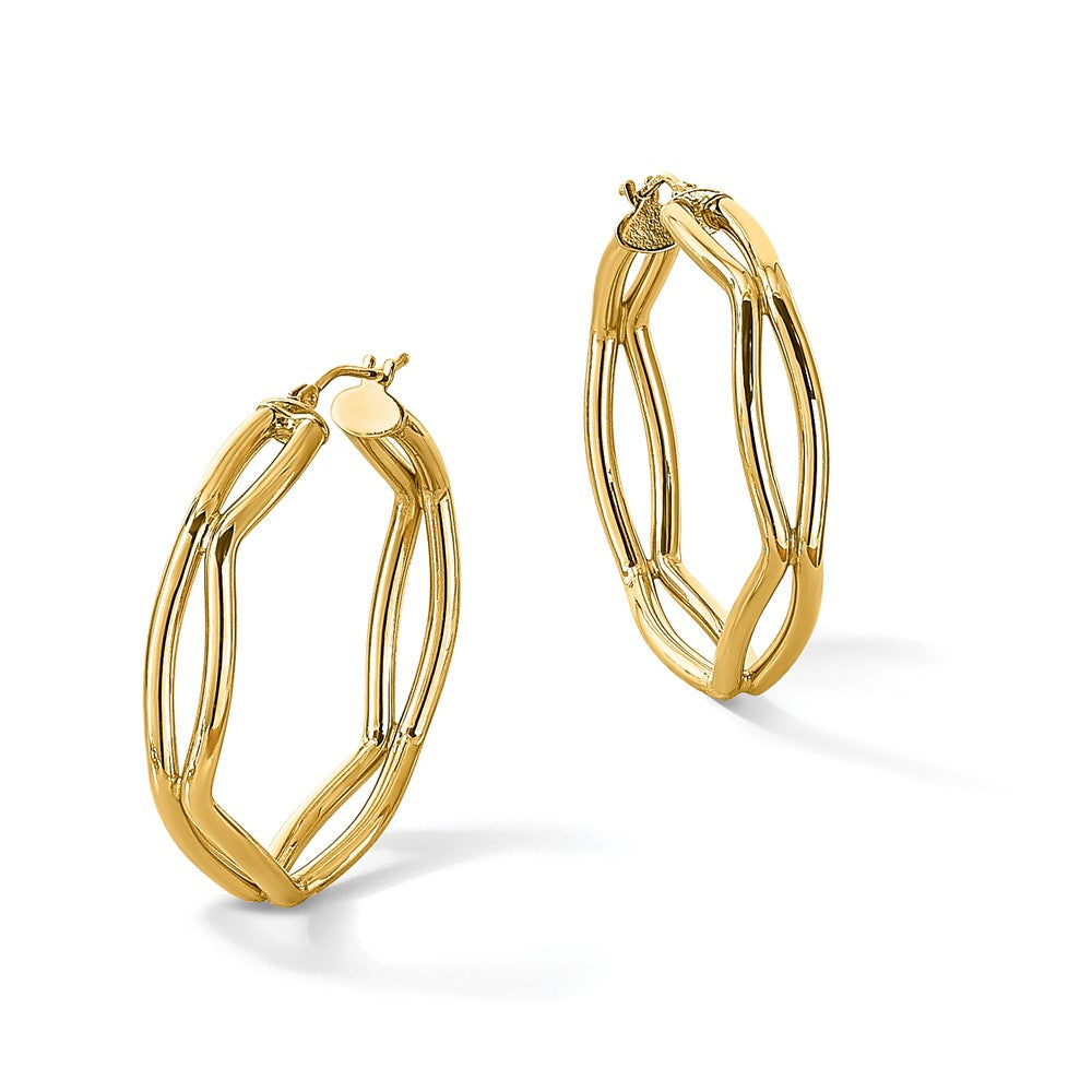 14K Polished Geometric Hoop Earrings