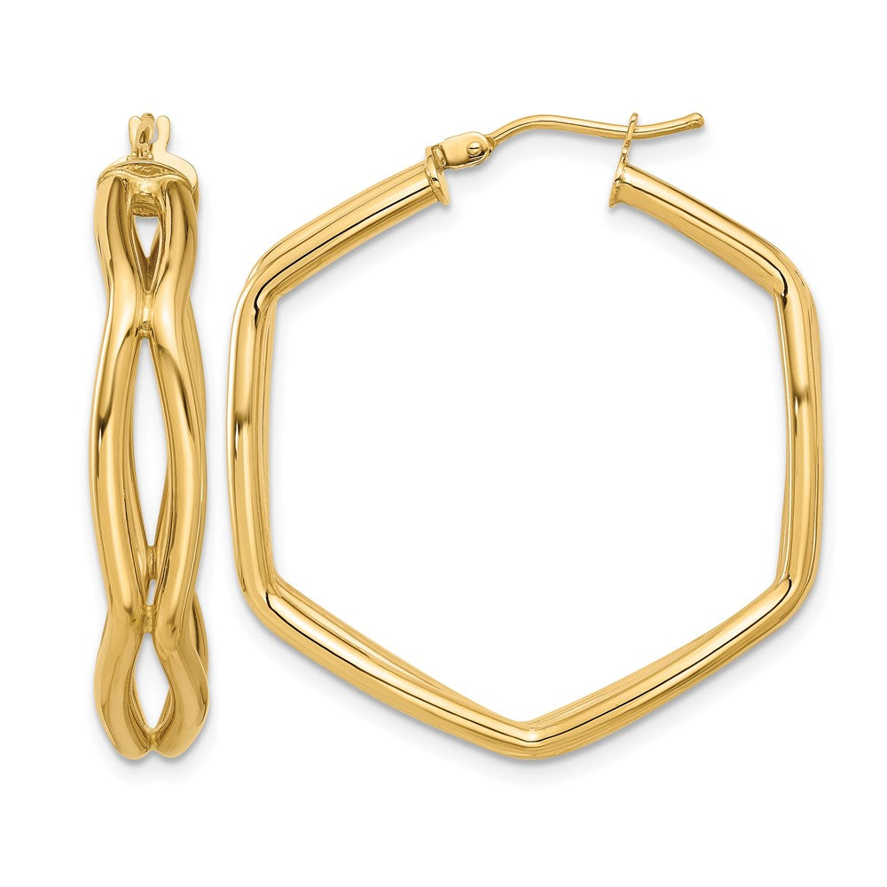 14K Polished Geometric Hoop Earrings