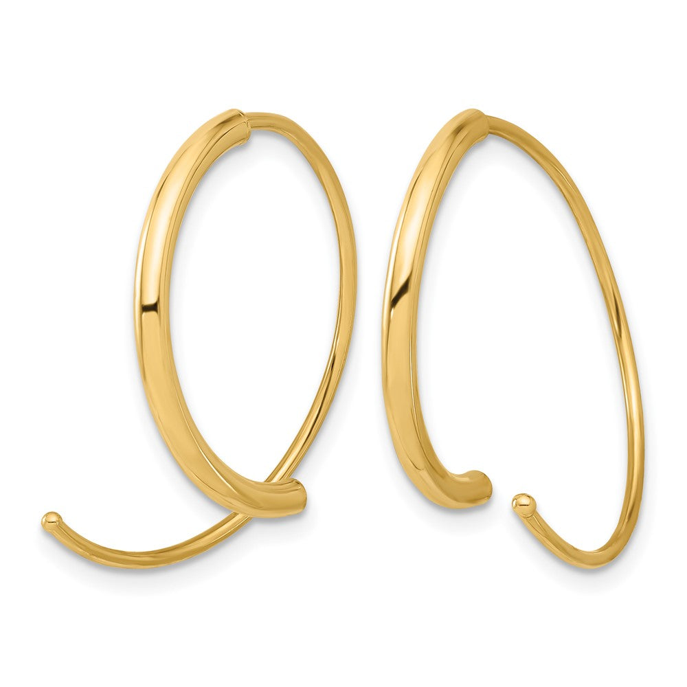 14K Polished Round Curved Threader Earrings