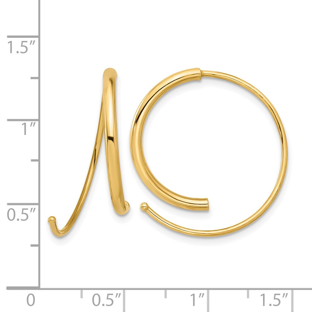 14K Polished Round Curved Threader Earrings