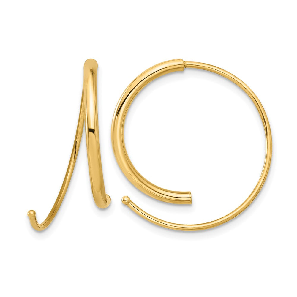 14K Polished Round Curved Threader Earrings