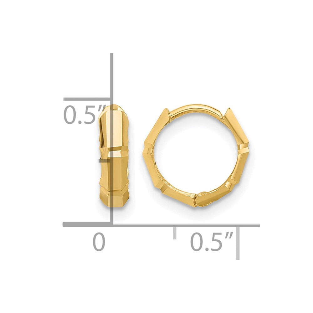 14K Polished and Diamond-cut Huggie Hoop Earrings