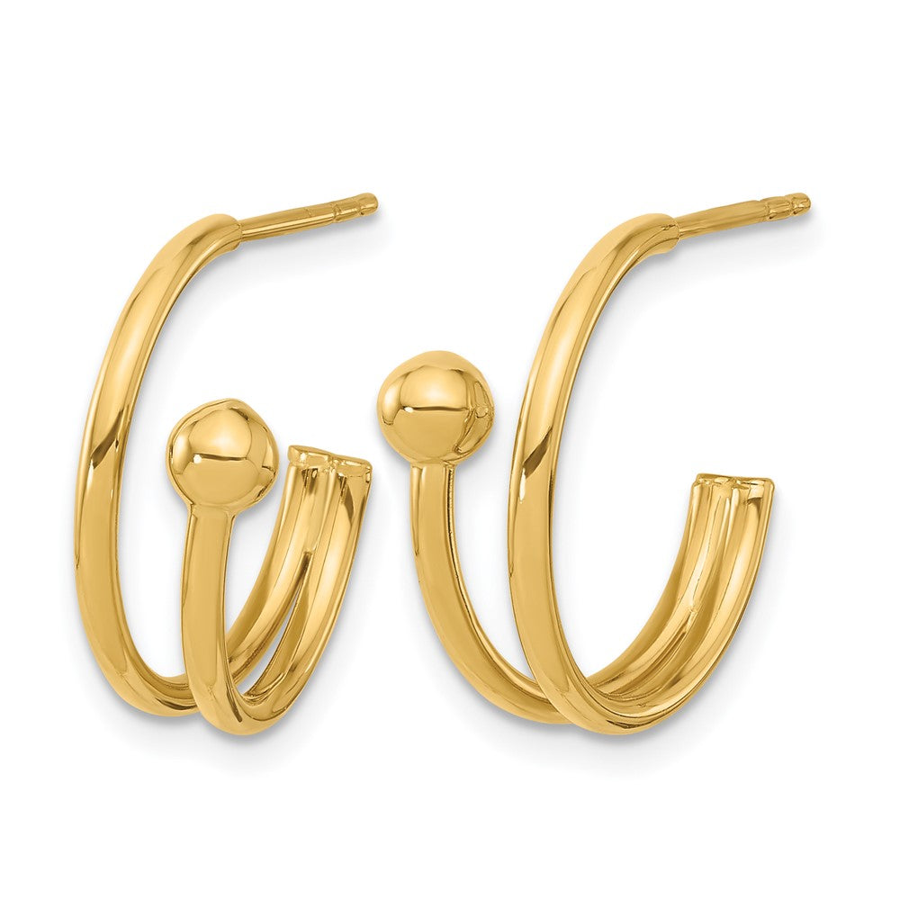 14K Polished J-Hoop Earrings