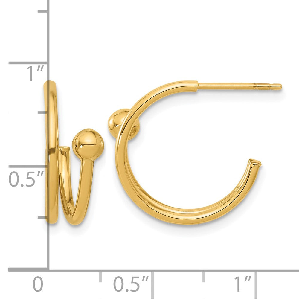 14K Polished J-Hoop Earrings