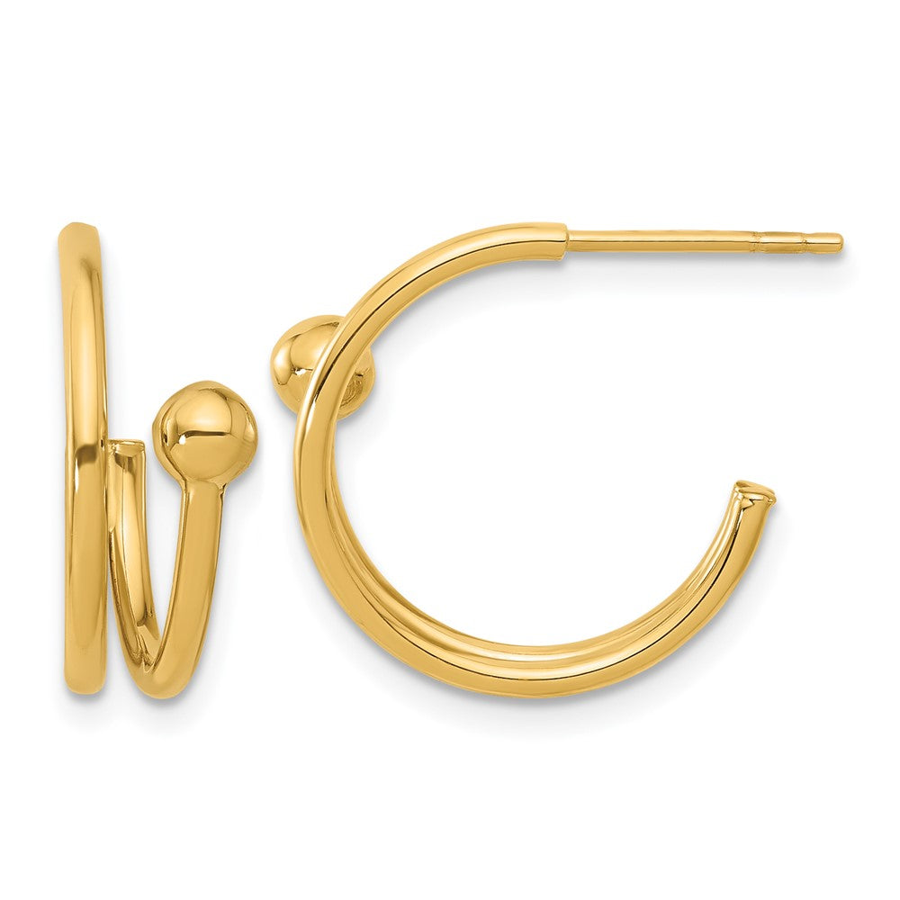 14K Polished J-Hoop Earrings