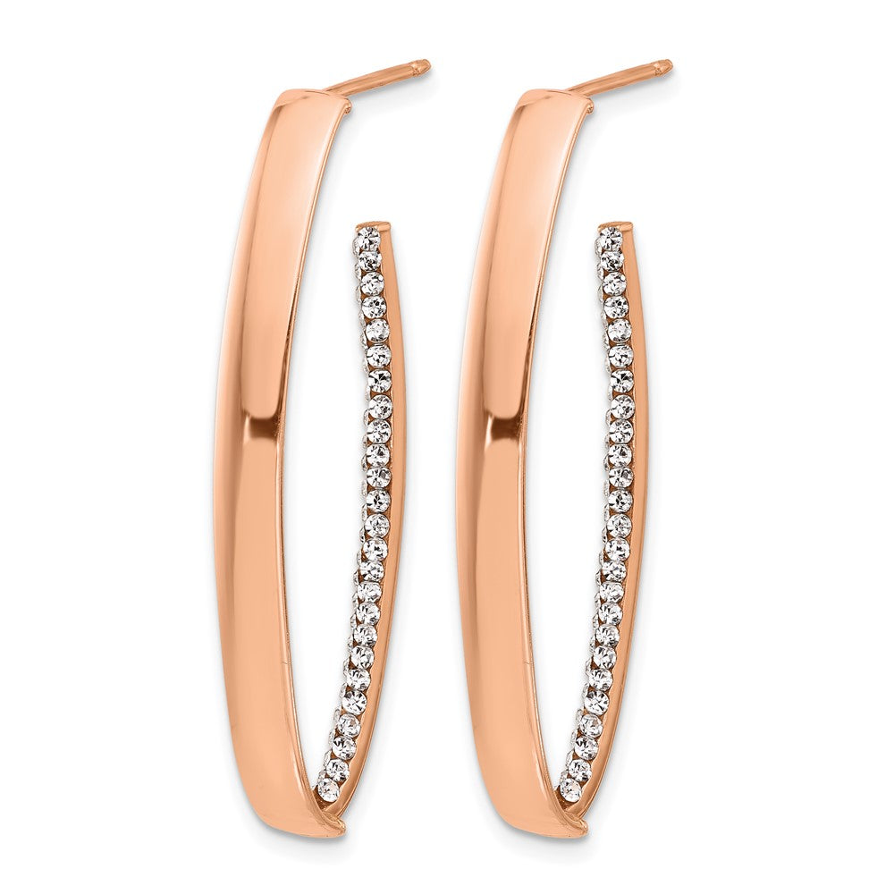 14K w/Rose Gold-plated Polished Crystals J-Hoop Post Earrings