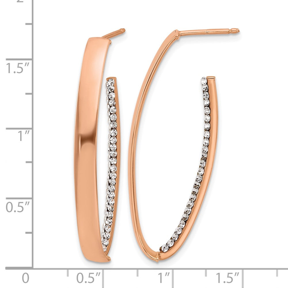 14K w/Rose Gold-plated Polished Crystals J-Hoop Post Earrings
