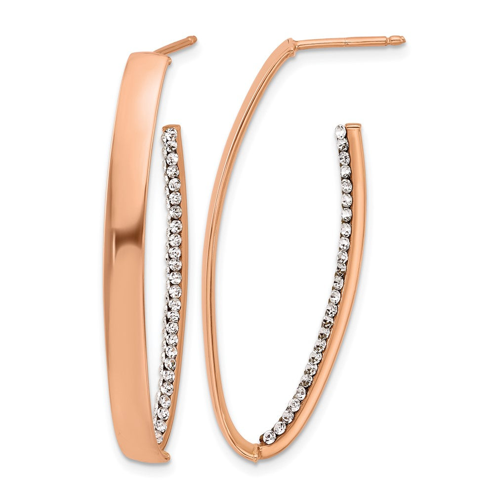 14K w/Rose Gold-plated Polished Crystals J-Hoop Post Earrings