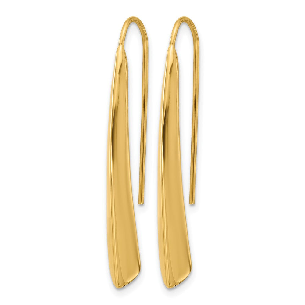 14K Polished Drop Bar Threader Earrings
