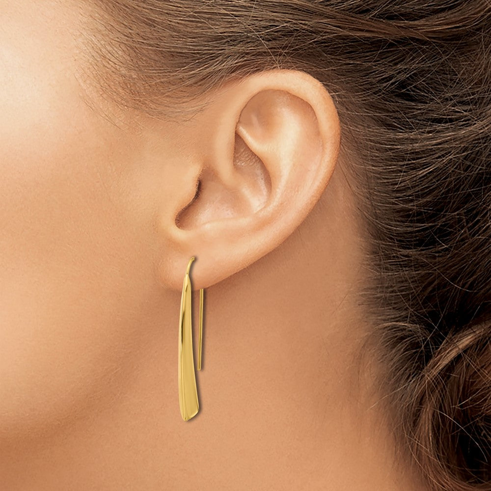 14K Polished Drop Bar Threader Earrings
