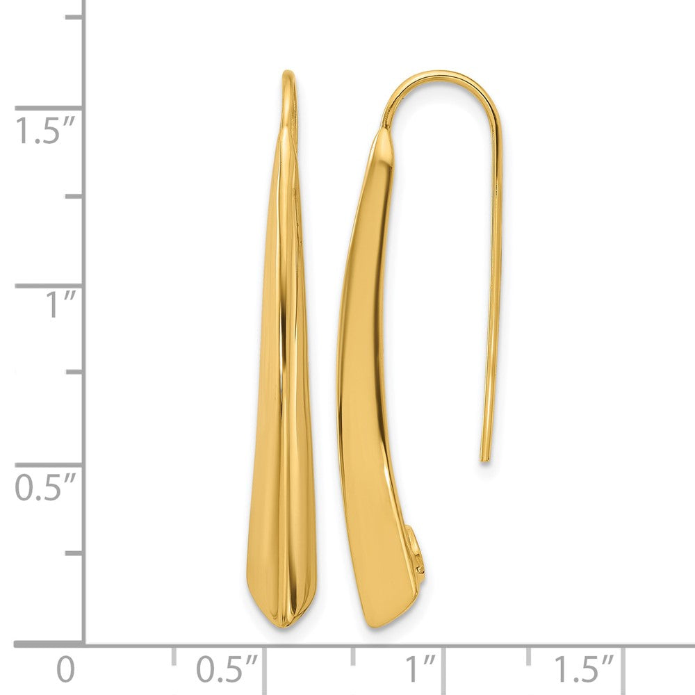14K Polished Drop Bar Threader Earrings