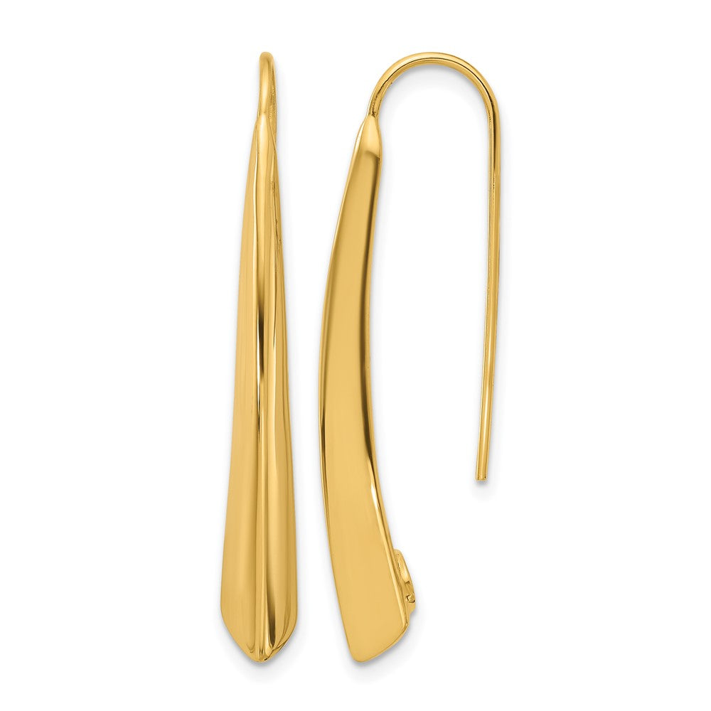 14K Polished Drop Bar Threader Earrings